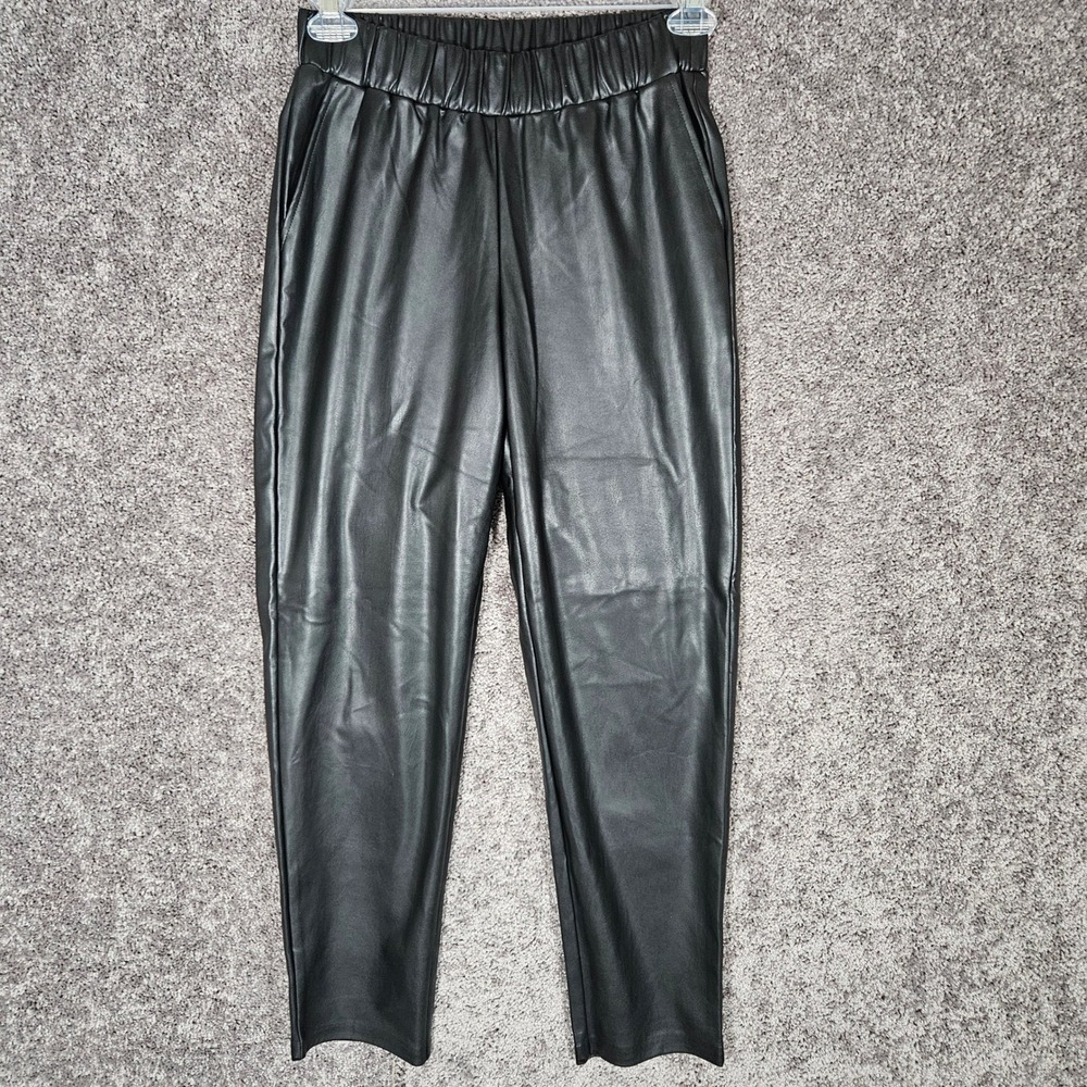 The Drop lisadnyc Faux Leather Jogger HFK-2106 Black Tapered Leg Pants Small NEW